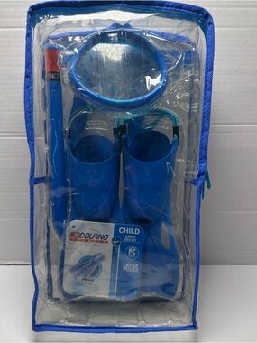 Dolfino Kids SNORKEL SET Swim Scuba Mask PC Lens-Snorkel Tube-Fins-Carry Bag